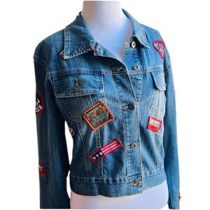 Le More 90’s Y2K  Hip Hop Dance Patched Denim Jean Jacket- Medium